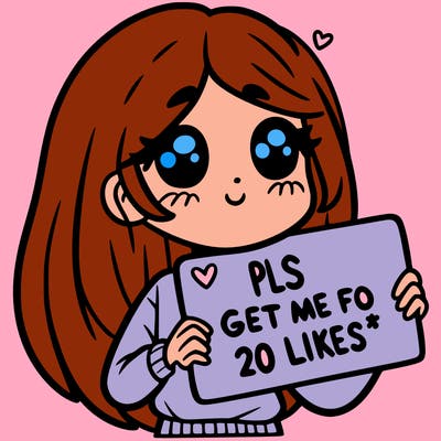 a girl holding up a sight that says pls get me to 20 likes