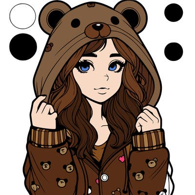 realistic girl in a animal pjs hoodie