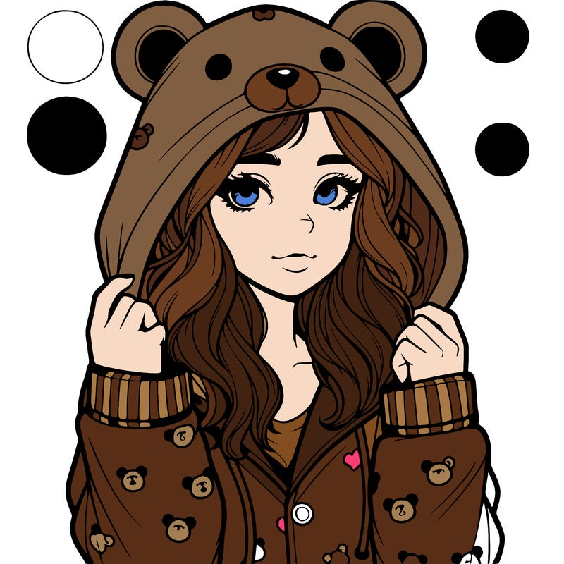 realistic girl in a animal pjs hoodie