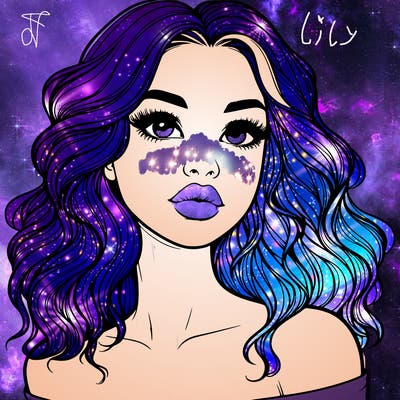 realistic girl with wavy hair and lips