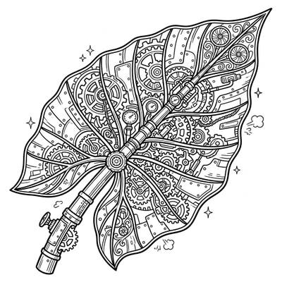 Discover a unique blend of nature and industrial fantasy with our Steampunk Alocasia Leaf coloring page. This intricate design invites you to transform a dramatic botanical form into a masterpiece of gears and retro-futuristic charm.