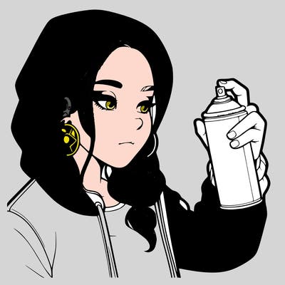 a realistic girl, spray painting