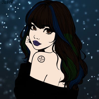 realistic girl with bangs looking over her shoulder