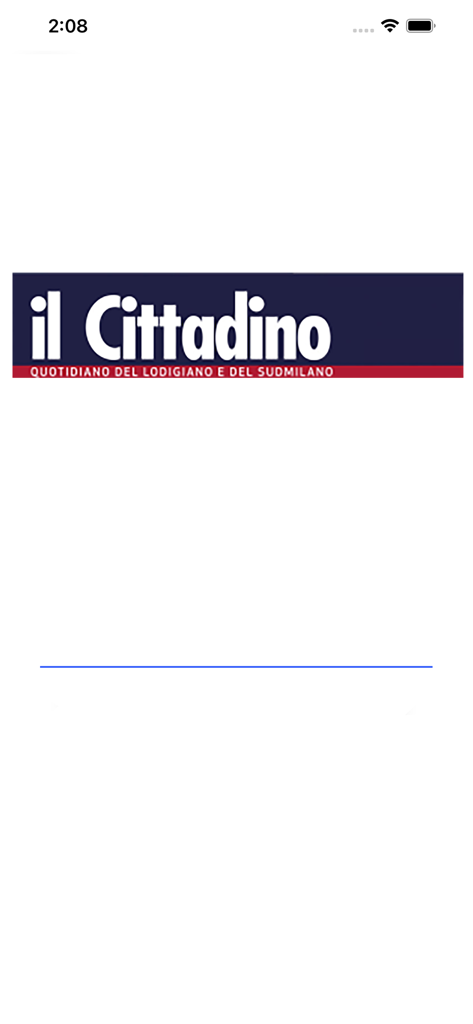 Pantalla de inicio de la aplicación de noticias Il Cittadino di Lodi para periódico italiano