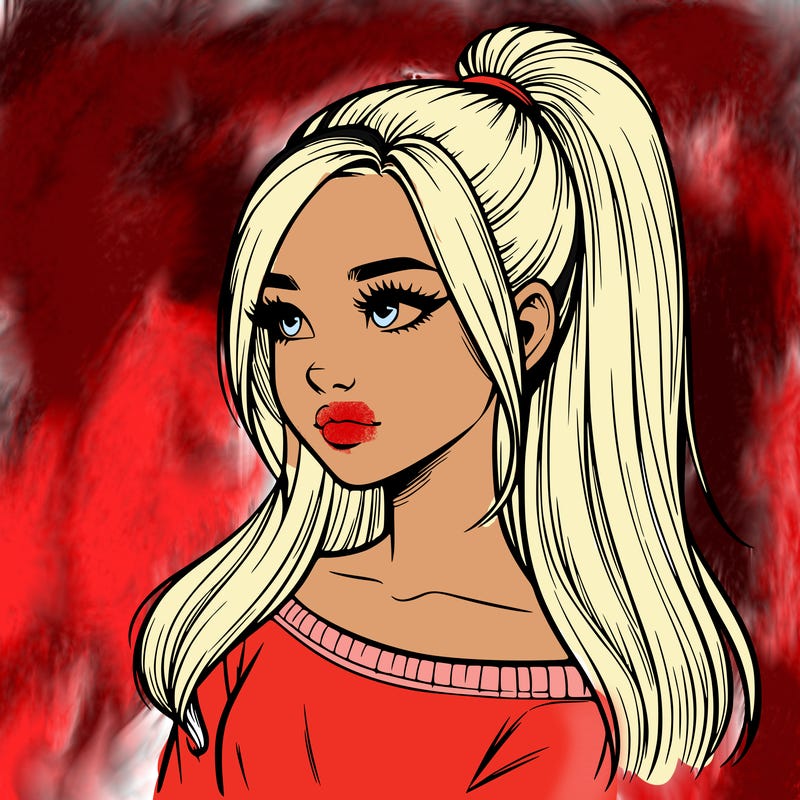 realistic girl with a high ponytail