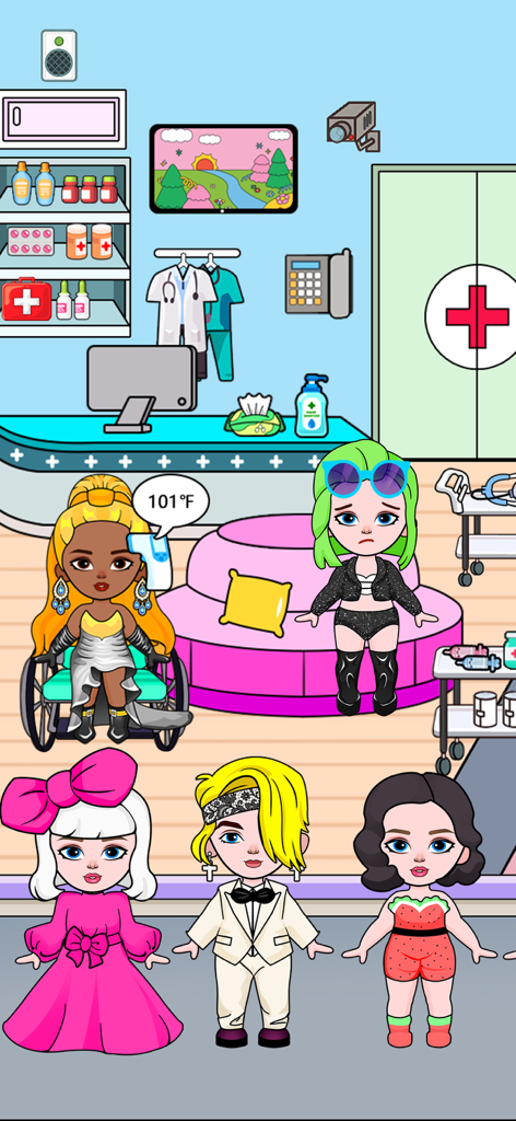 DIY Paper Doll: Sweet Dress Up - Muñecas de papel en una clínica hospitalaria con equipo médico y atuendos de moda