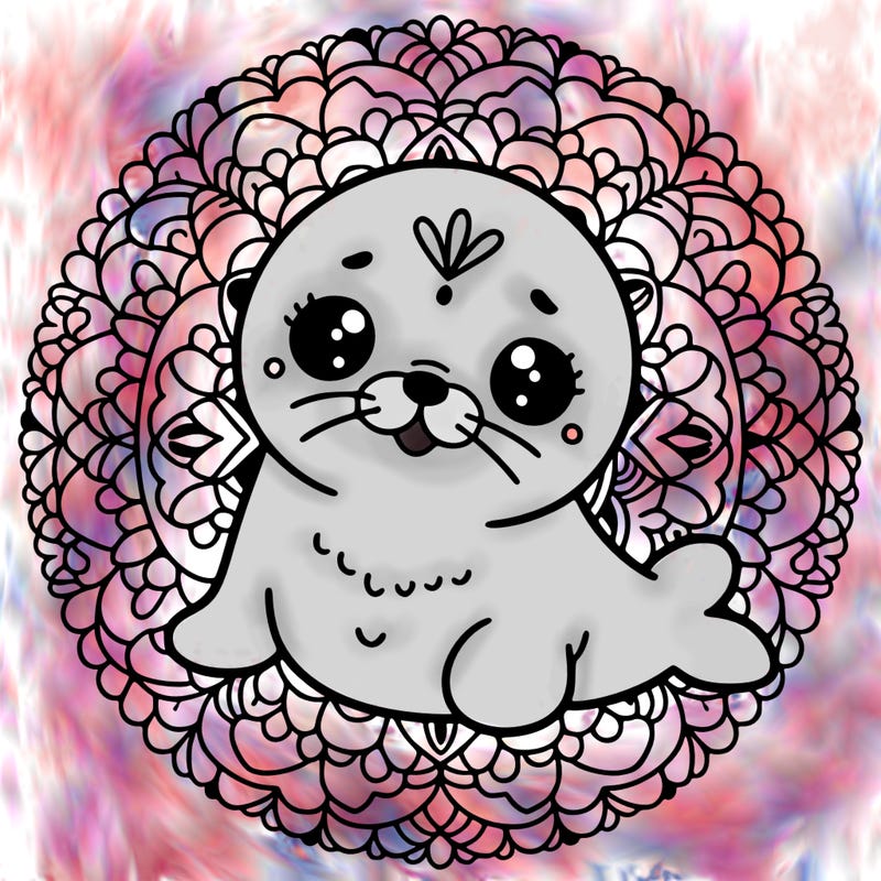 a cute baby seal mandala