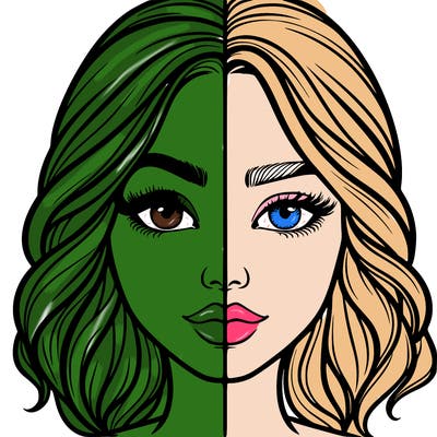 realistic girl split half
