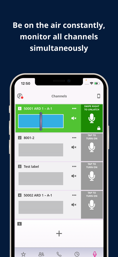 Unigy Mobile Client - Unigy Mobile Client interface for monitoring multiple communication channels simultaneously