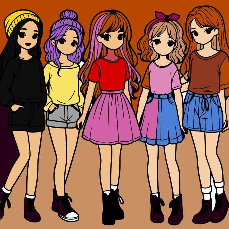 a group of five girls