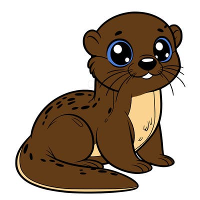 otter, big eyes, full body