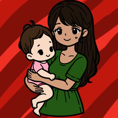 mom holding a baby girl