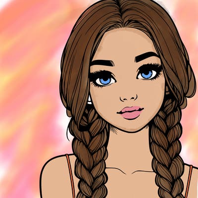 realistic girl with braids