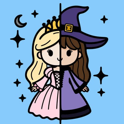 split princess and witch
