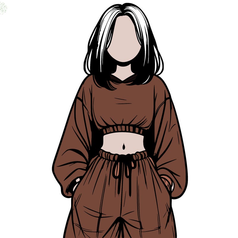 realistic girl faceless with baggy pants and a crop top