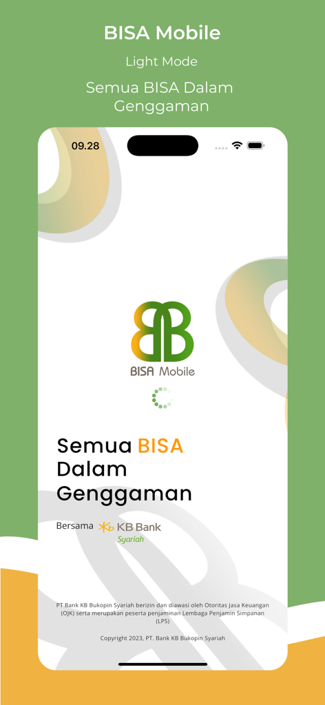 BISA Mobile - BISA Mobile banking app splash screen featuring KB Bank Syariah logo
