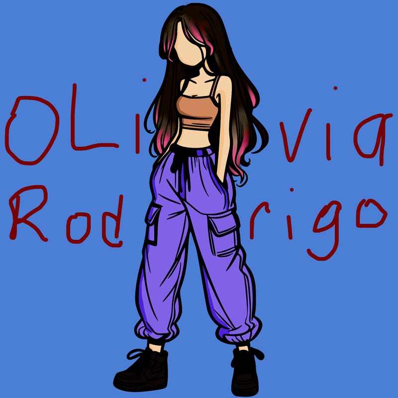 girl in baggy pants crop top and long hair