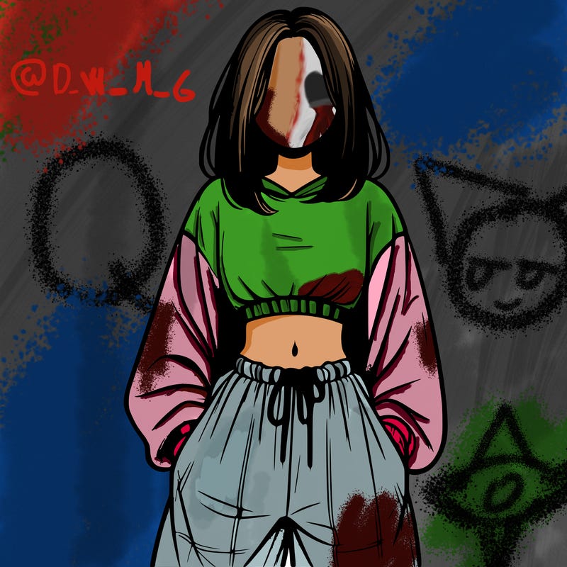 realistic girl faceless with baggy pants and a crop top