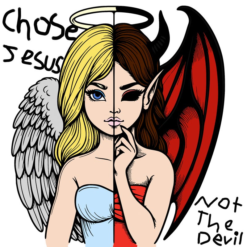 realistic angel half demon