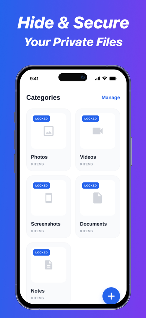 DiskDigger Pro File Recovery - 사진 동영상 스크린샷 및 문서 범주가 있는 안전한 사진 및 동영상 보관함을 표시하는 스마트폰 인터페이스