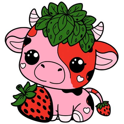 cute strawberry cow