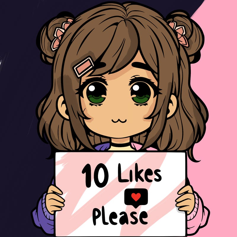 a girl with a sign saying 10 likes please