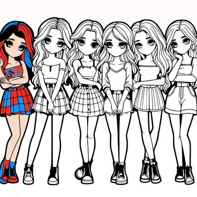 a group of girls realistic