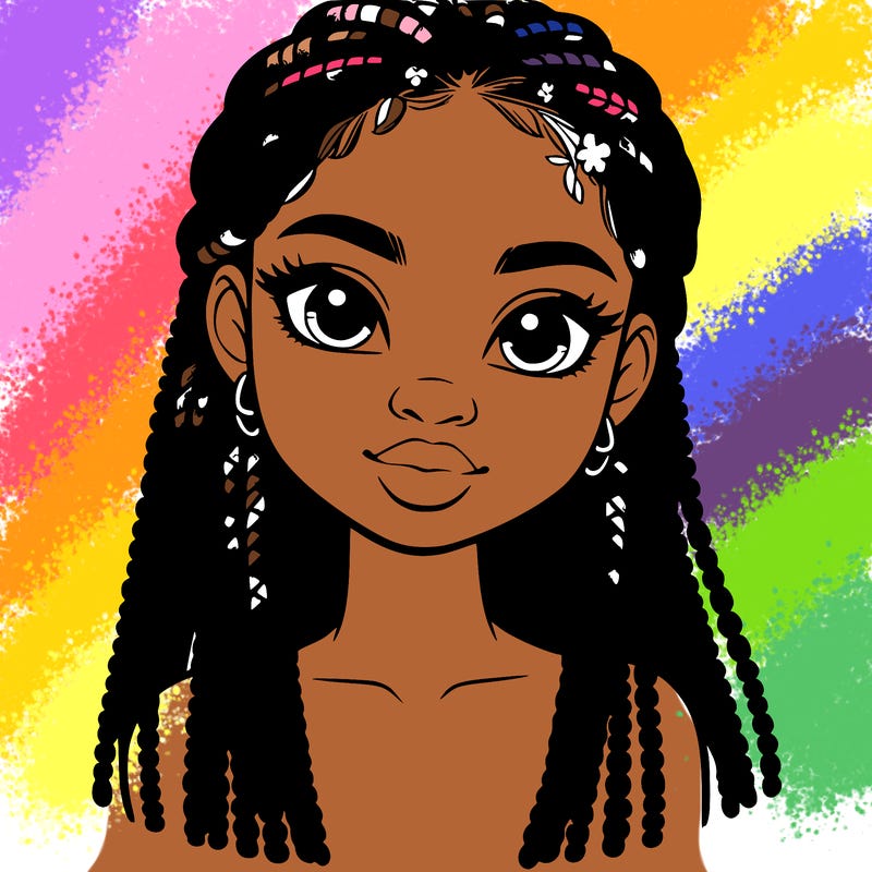 a realistic black girl with braids