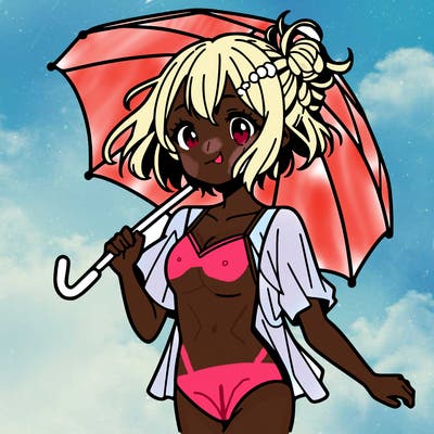 an anime girl that's wearing a swimsuit