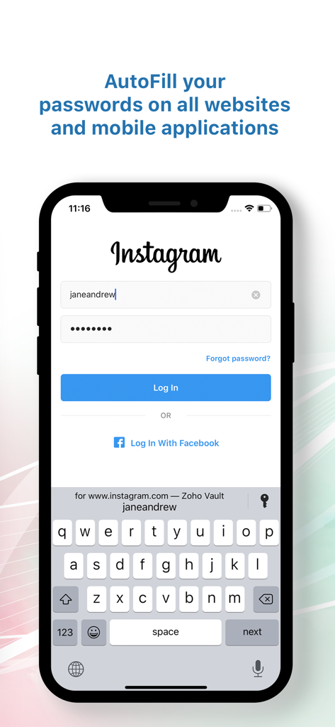 Zoho Vault - Password Manager - Zoho Vault password manager autofilling login credentials on a mobile application