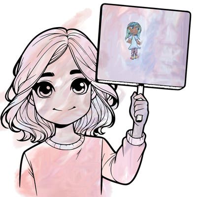 realistic girl holding up a sign