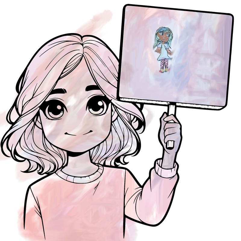 realistic girl holding up a sign