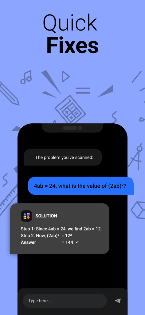Wizard AI app interface showing a step by step solution for a scanned algebra problem