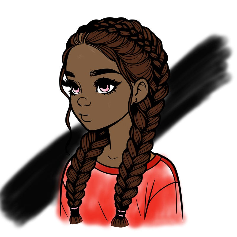 realistic girl with braids
