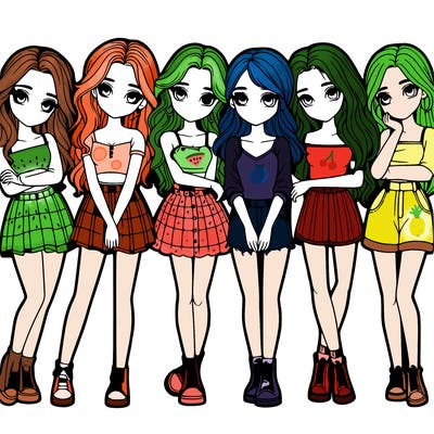 a group of girls realistic