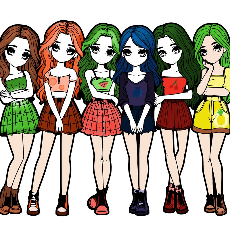 a group of girls realistic