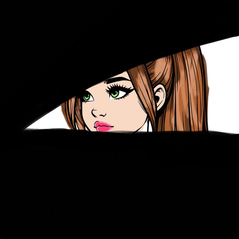 realistic girl with a high ponytail