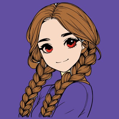 realistic girl with braids