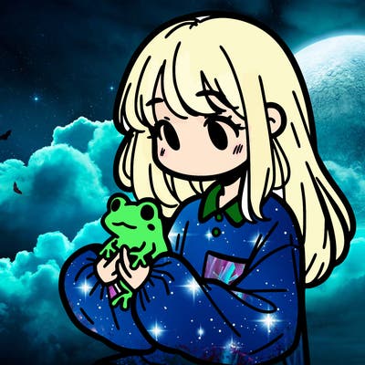 girl with long hair and a oversized shirt. and she is holding a frog