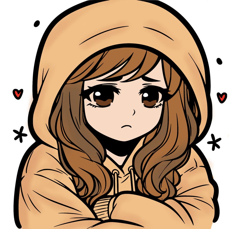 sad girl with hoodie on