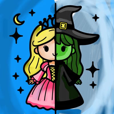split princess and witch