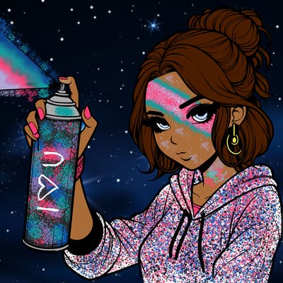 a realistic girl spray painting