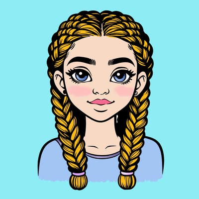 realistic girl with braids