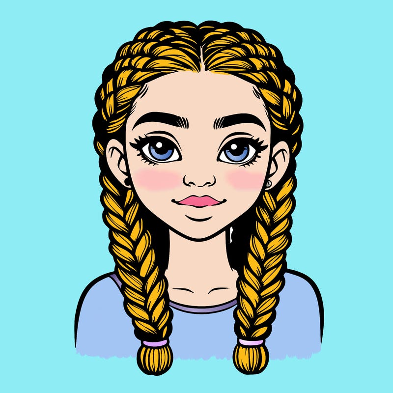 realistic girl with braids