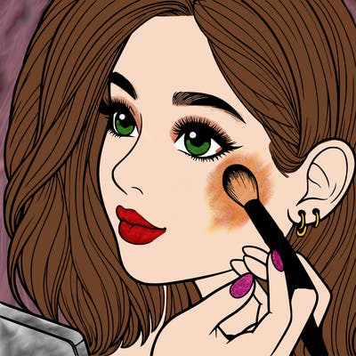 a realistic girl doing her makeup