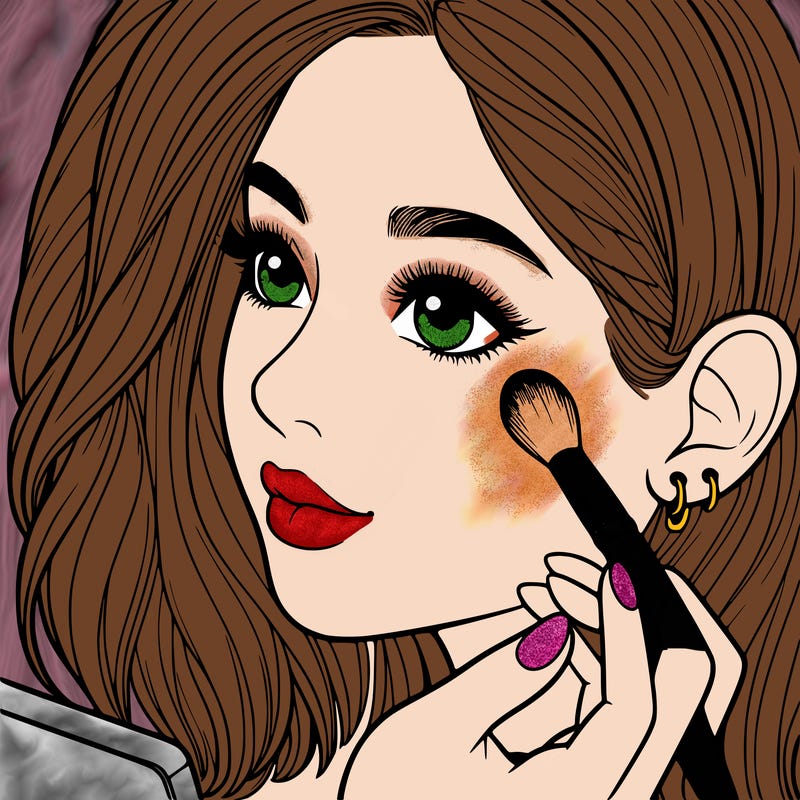 a realistic girl doing her makeup