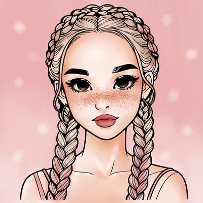 realistic girl with braids