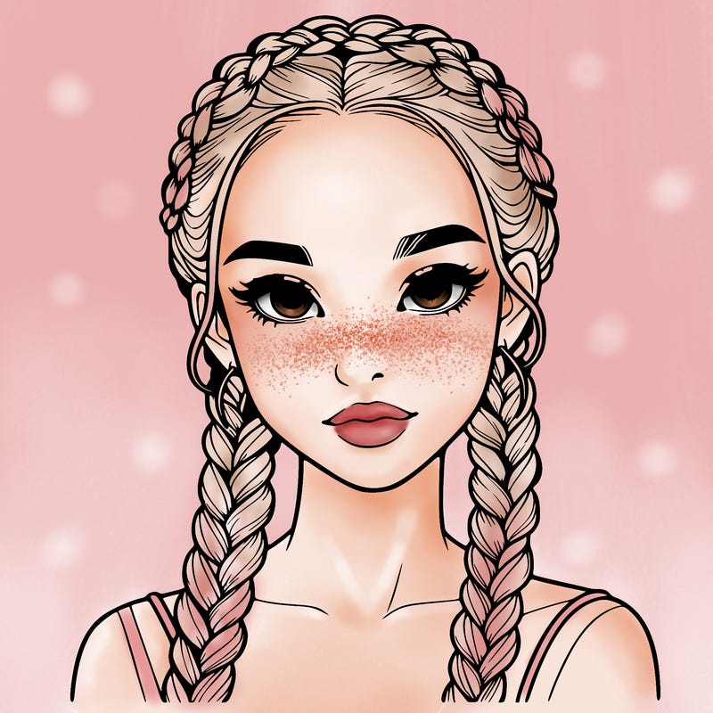realistic girl with braids