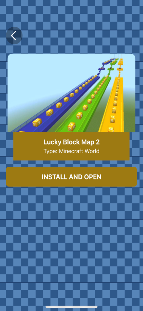 마인크래프트 PE에서 럭키 블록 레이스 맵을 설치하기 위한 인터페이스