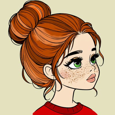 realistic girl with bun